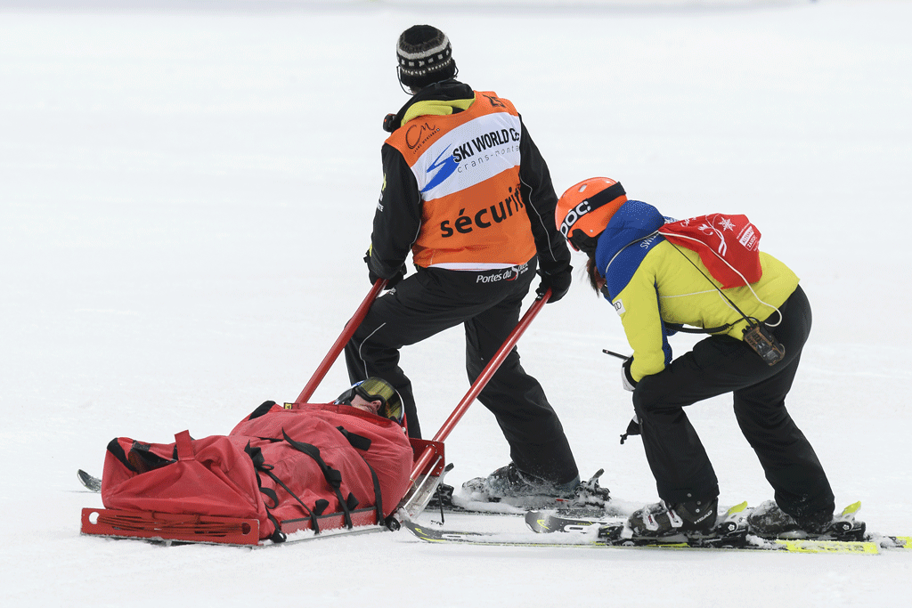 la piste était difficilement skiable le 24 février. [AFP - Fabrice Coffrini]