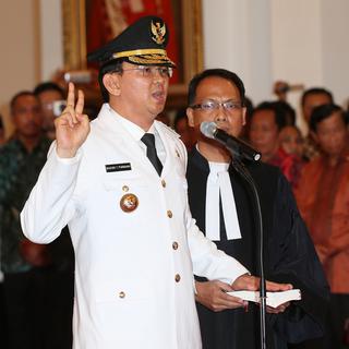 Basuki Tjahaja Purnama, gouverneur de Djakarta, capitale de l'Indonésie. [Keystone - Tatan Syuflana/ AP Photo]