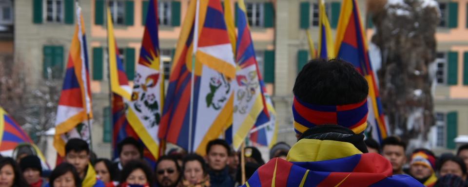 Manifestation pro-tibétaine à Berne, ce 15.01.2017. [RTS - Gaël Klein]