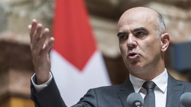 Alain Berset devant le Conseil national le lundi 13 mars 2017. [Keystone - Alessandro della Valle]