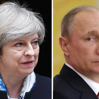 Theresa May et Vladimir Poutine affichent des positions radicalement opposées sur les frappes américaines en Syrie.