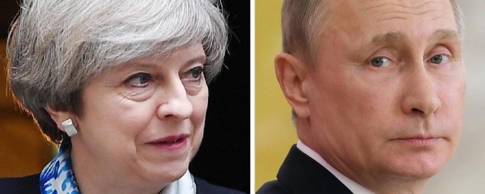 Theresa May et Vladimir Poutine affichent des positions radicalement opposées sur les frappes américaines en Syrie.