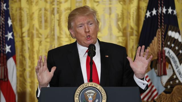 Donald Trump, lors de sa conférence de presse, ce jeudi 16 février 2017 à Washington. [AP Photo/Pablo Martinez Monsivais]