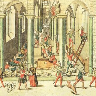 Le 5 février de 1529, la population bâloise descend dans la rue et saccage toutes les statues de la ville. [BY - CC - SA]