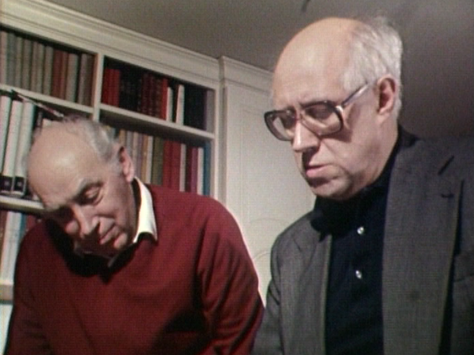 Norbert Moret (à gauche) et Mstislav Rostropovitch en 1984. [RTS]