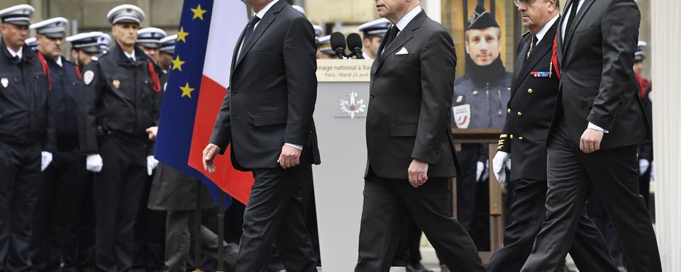 François Hollande a mené la cérémonie à la préfecture de Paris. [AFP - Bertrand Guay]