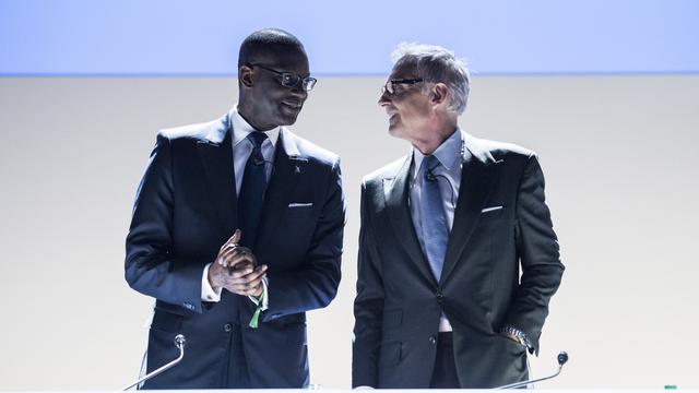 Le directeur général de Credit Suisse Tidjane Thiam (gauche) et le président du conseil d'administration Urs Rohner. [keystone - Ennio Leanza]