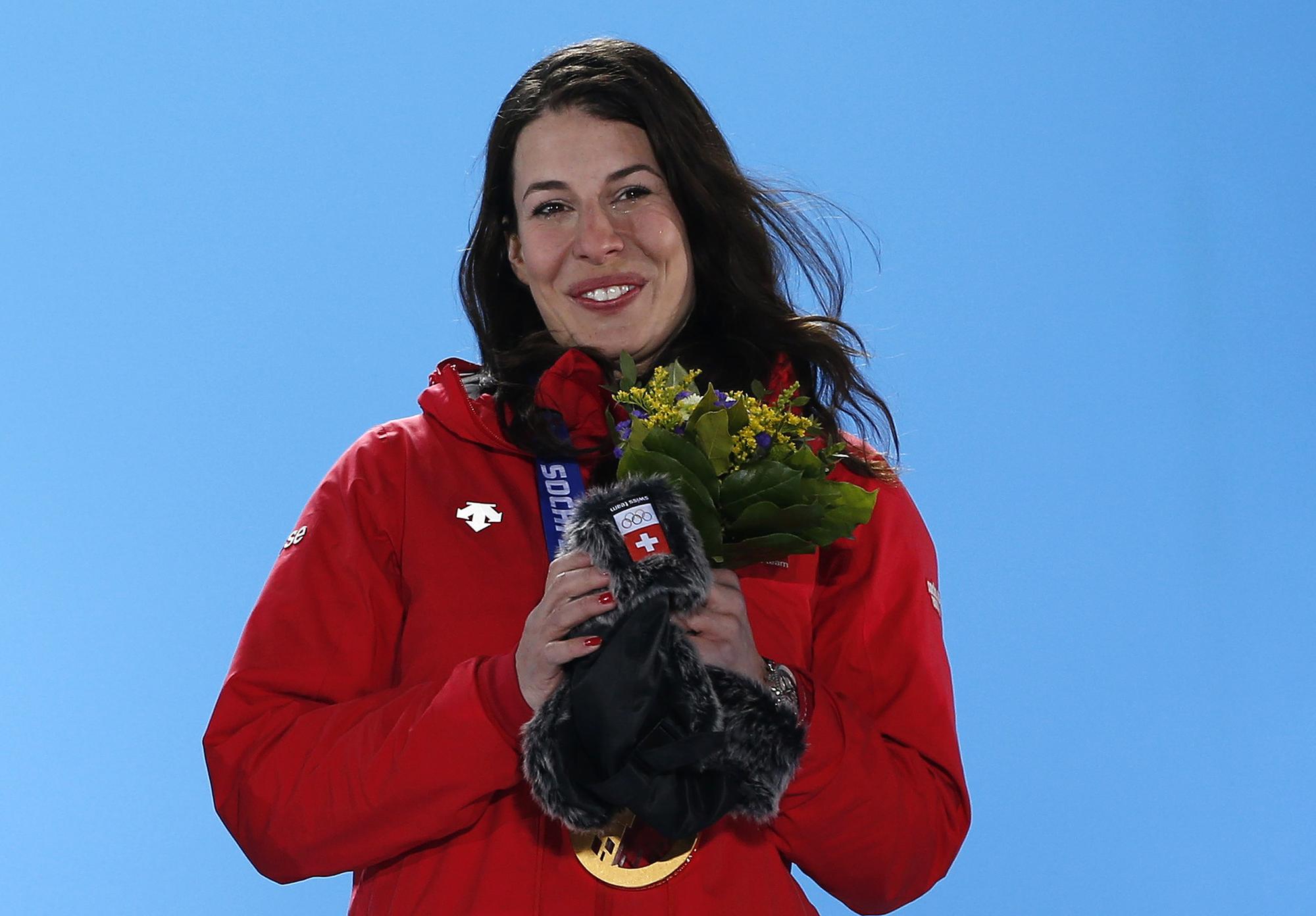 Dominique Gisin avait remporté la médaille d'or tout comme Tina Maze à Sotchi. [Gary Hershorn]
