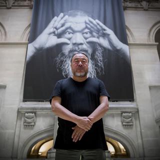 Ai Weiwei is pictured avant le vernissage de son exposition "Ai Weiwei. D'ailleurs c'est toujours les autres" au Musée Cantonal des Beaux-Arts à Lausanne. [Keystone - Christian Merz]