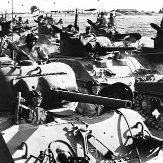 Les panzers israéliens à l'issue de la guerre des Six Jours en 1967. [Keystone - STR]