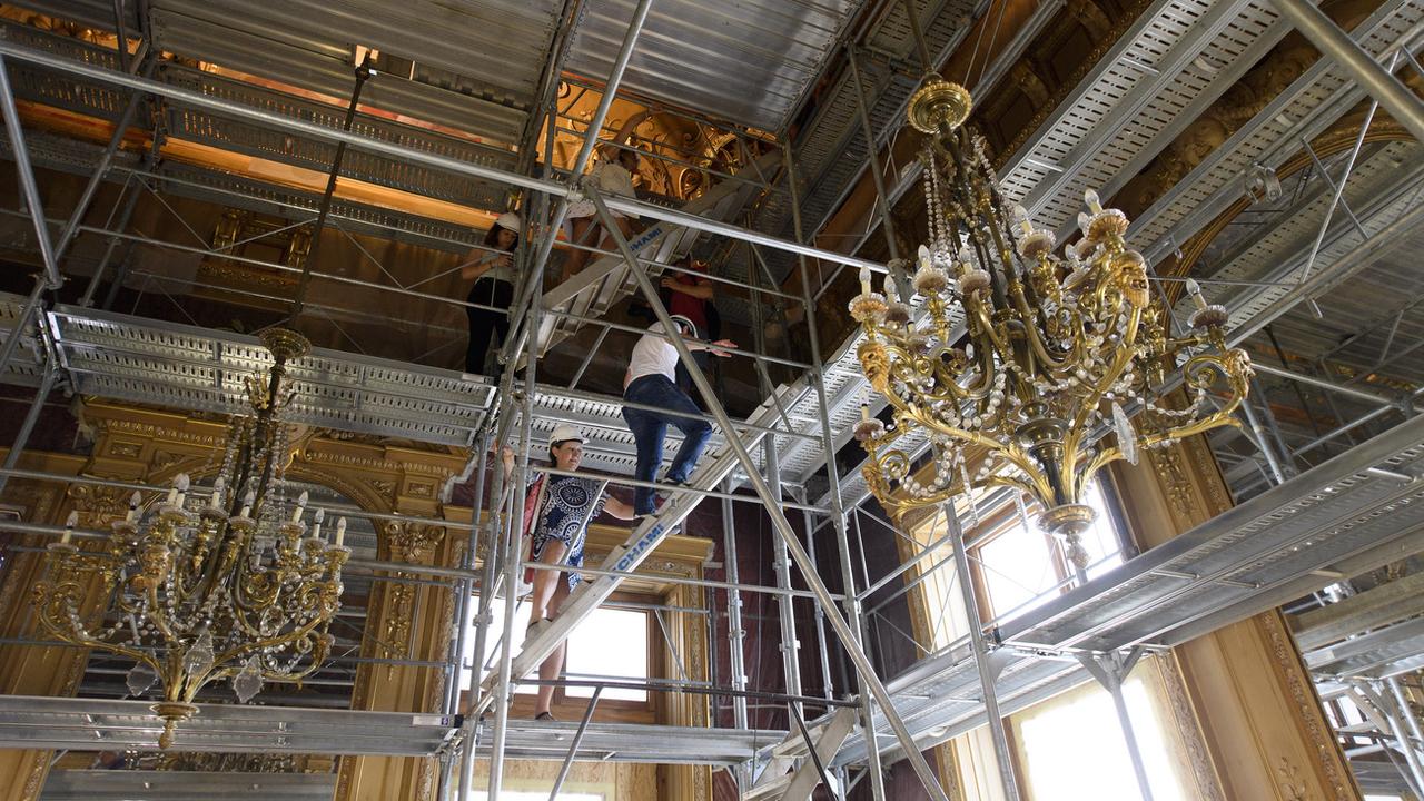 Visite de chantier du Grand Théâtre de Genève, actuellement en cours de rénovation. [Keystone - Martial Trezzini]