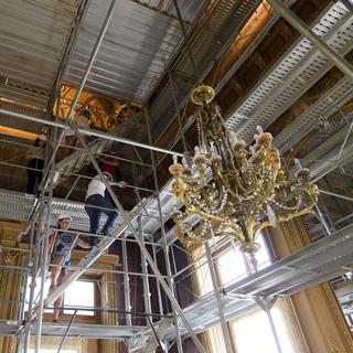 Visite de chantier du Grand Théâtre de Genève, actuellement en cours de rénovation. [Keystone - Martial Trezzini]