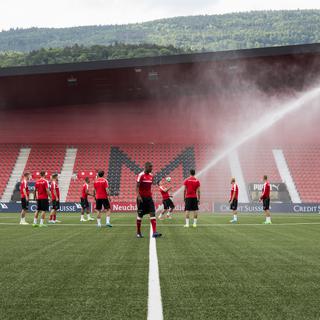 Les joueurs de l'équipe de Suisse en entraînement au stade de la Maladière à Neuchâtel, le 31 mai 2017.