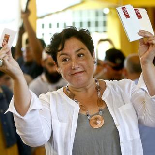 Beatriz Sanchez, du Frente Amplio, candidate à la présidentielle chilienne lors du 1er tour. [Keystone/AP - Andres Pina]