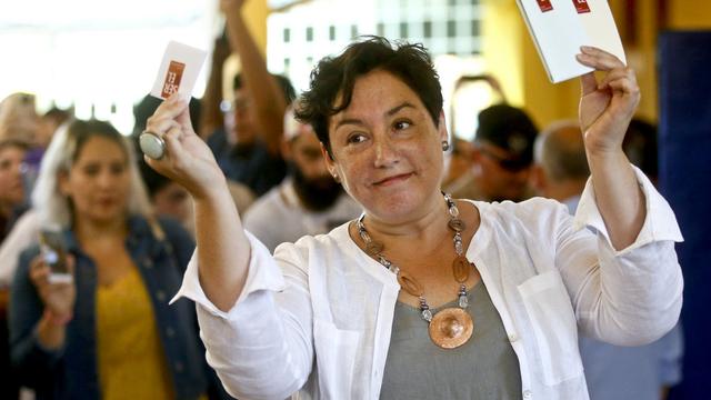 Beatriz Sanchez, du Frente Amplio, candidate à la présidentielle chilienne lors du 1er tour. [Keystone/AP - Andres Pina]
