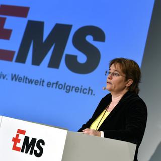 Magdalena Martullo-Blocher, patronne d'EMS Chemie, siège à la direction de Scienceindustries. [Keystone - Walter Bieri]