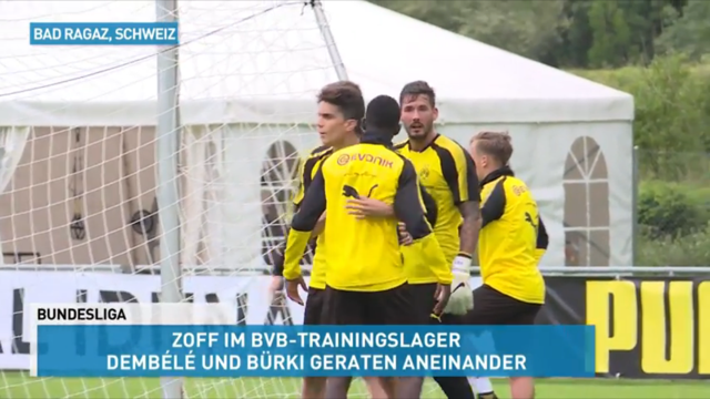 Bürki et Dembélé ont été séparés par leurs coéquipiers. [Youtube]