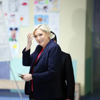 Marine Le Pen a choisi Vincennes pour son meeting d'après élection. [keystone - AP Photo/Francois Mori]