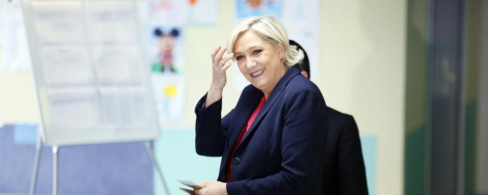 Marine Le Pen a choisi Vincennes pour son meeting d'après élection. [keystone - AP Photo/Francois Mori]