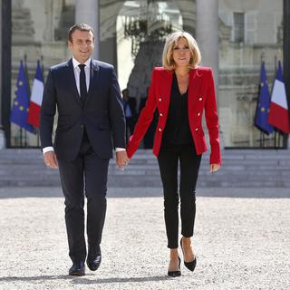 Le couple Macron à l'Elysée. [Keystone - Thibault Camus]