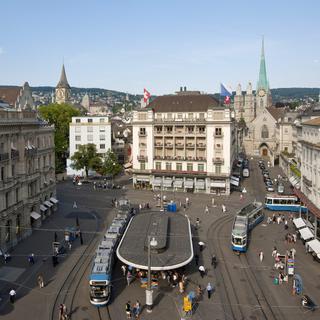 La Paradeplatz de Zurich, temple de la finance helvétique. [Keystone - Alessandro Della Bella]
