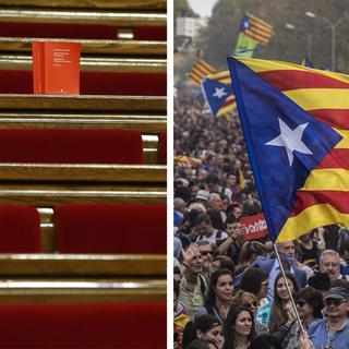 Les bancs désertés des anti-séparatistes, et la liesse de la foule d'indépendantistes catalans.