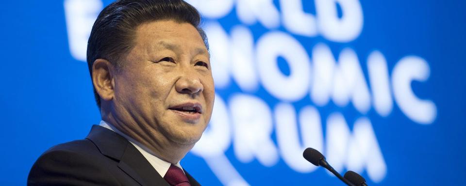 Xi Jinping lors de son discours devant le WEF, 17.01.2017. [EPA/Keystone - Gian Ehrenzeller]