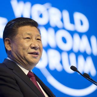 Xi Jinping lors de son discours devant le WEF, 17.01.2017. [EPA/Keystone - Gian Ehrenzeller]