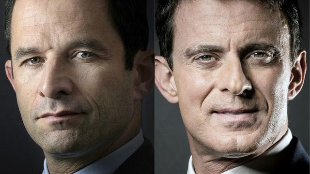 Benoît Hamon (gauche) et Manuel Valls. [AFP - Joël Saget]