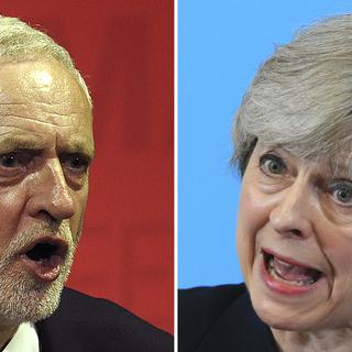 le chef de l'opposition britannique Jeremy Corbyn et la Première ministre Theresa May. [AFP - Lindsey Parnaby]