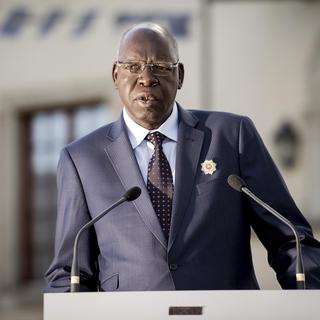 Le président de l'Assemblée nationale du Burkina Faso Salifou Diallo lors de sa venue en Valais le 17 mars 2017. [Keystone - Olivier Maire]