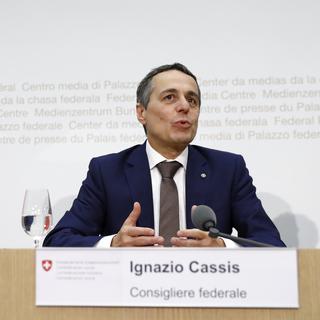 Le nouveau conseiller fédéral Ignazio Cassis. [Keystone - Peter Klaunzer]