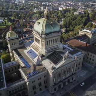 Le Palais fédéral à Berne vu du ciel. [Keystone - Alessandro della Valle]
