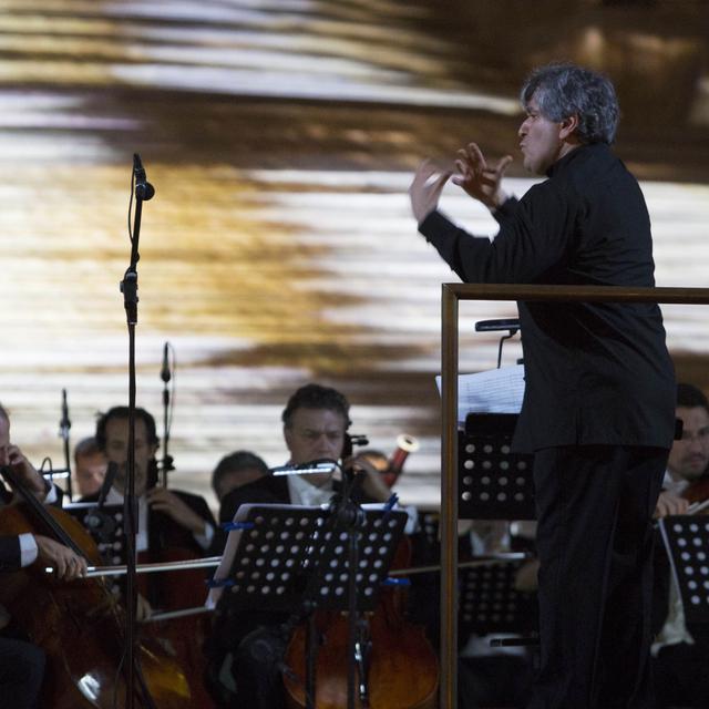Antonio Pappano dirige l'Orchestre de l'Académie nationale Sainte-Cécile en 2016. [AFP - Riccardo de Luca]