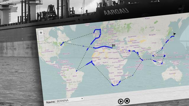 Une carte interactive permet de visionner les voyages de la flotte maritime suisse.