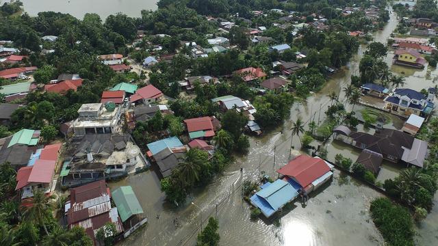 Vue aérienne des inondations. [AFP - Mohd RASFAN]