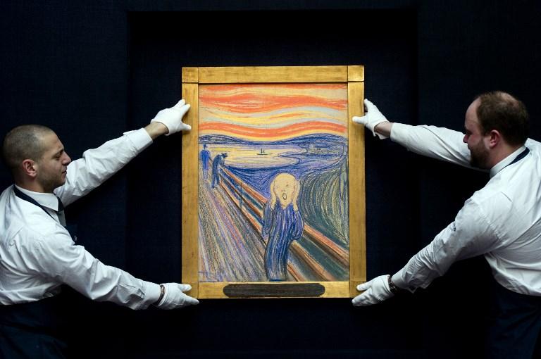 La version au pastel du "Cri" du Norvégien Edvard Munch, vendue aux enchères chez Sotheby's à Londres en avril 2012. [AFP - Carl Court]
