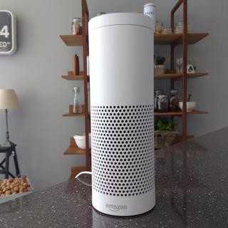 L'assistant virtuel Echo d'Amazon, contrôlé par la voix, comporte un haut-parleur puissant ainsi que sept micros intégrés. [Peter Hobson]