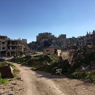 La vieille ville de Homs: des tas de gravats et des squelettes d’immeubles à perte de vue. [RTS - Alexandre Habay]