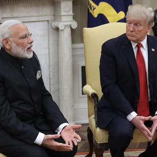 Le Premier ministre indien Narendra Modi avec le président américain Donald Trump. [EPA/Keystone - Win McNamee]