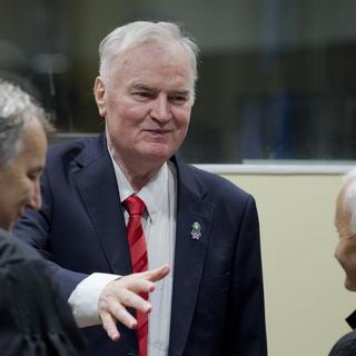 Ratko Mladic à son arrivée au tribunal. [afp - Peter Dejong]