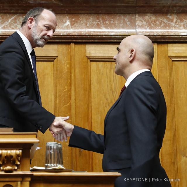 Dominique de Buman et Alain Berset. [keystone - Peter Klaunzer]