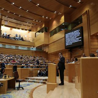 Le Premier ministre Mariano Rajoy s'exprime devant le Sénat le 27 octobre 2017. [Reuters - Susana Vera]