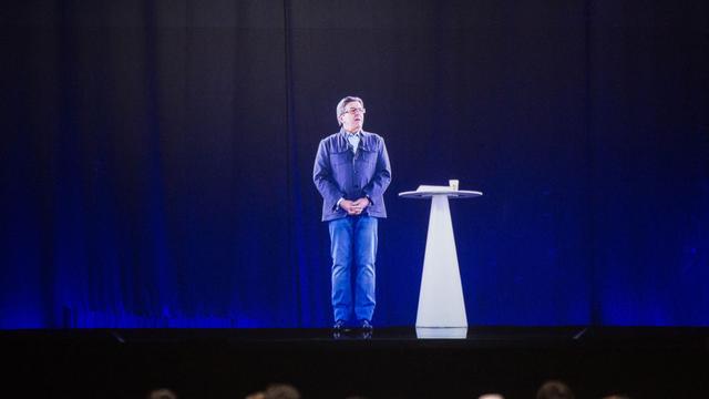 Meeting de l'hologramme de Jean-Luc Mélenchon au Zénith de Nantes, le 18 avril 2017. [Pierre Gautheron]