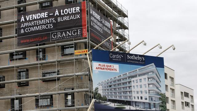 Immeuble en construction à Nyon en 2015. [Keystone - Salvatore Di Nolfi]