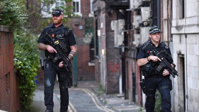 La police quadrille les rues de Manchester. [EPA/Keystone - Andy Rain]