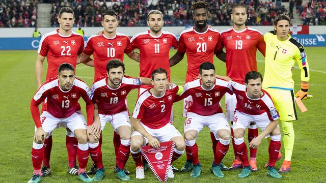 L'équipe nationale suisse de football le 13 novembre 2016. [Keystone - Anthony Anex]