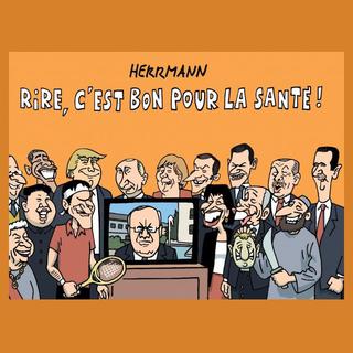 La couverture du livre "Rire c'est bon pour la santé" du dessinateur de presse Herrmann. [www.slatkine.com]