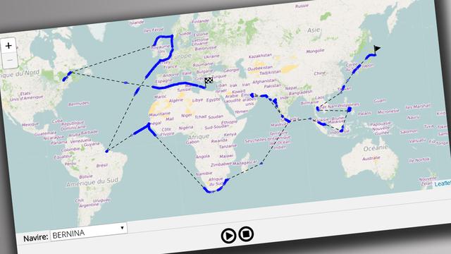 Une carte interactive permet de visionner les voyages de la flotte maritime suisse.