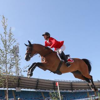 Le cavalier suisse Steve Guerdat lors des championnats dʹEurope 2017 à Göteborg, en Suède.
Friso Gentsch/dpa
AFP [AFP - Friso Gentsch/dpa]